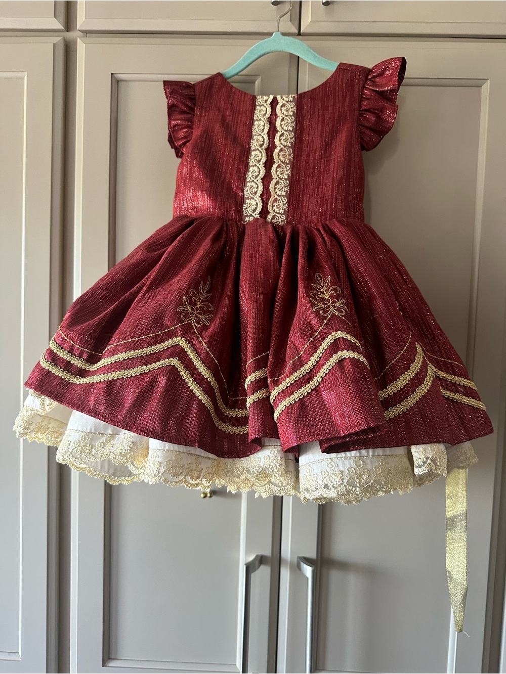 Girls dollcake gleam Burgundy & Gold Holiday Party Dress NWT